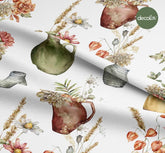 Digitally Printed Fabric with Wildflower Garden Pattern in a Jug